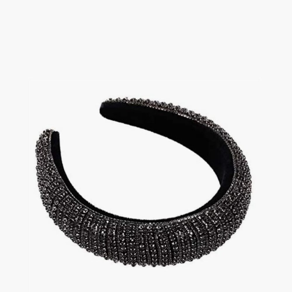 Black Metallic Rhinestones Headband